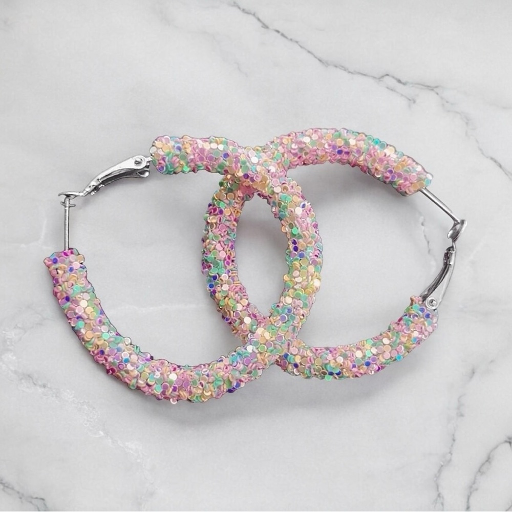 Colorful Sequin Glitter Hoop Earrings